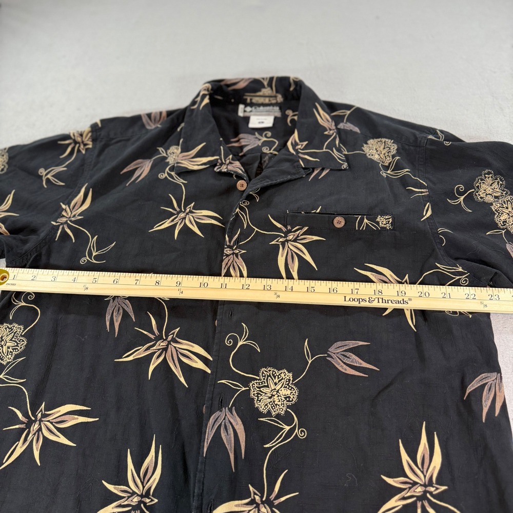 Columbia XCO Mens Large Black Tropical Floral Button Up Camp Shirt - Picture 7 of 7